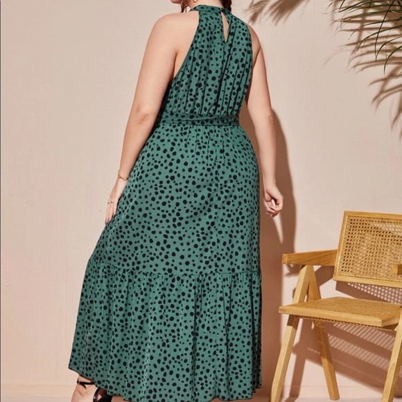 Boho Plus Size Print Halter Maxi Dress Blue - Picture 8 of 11